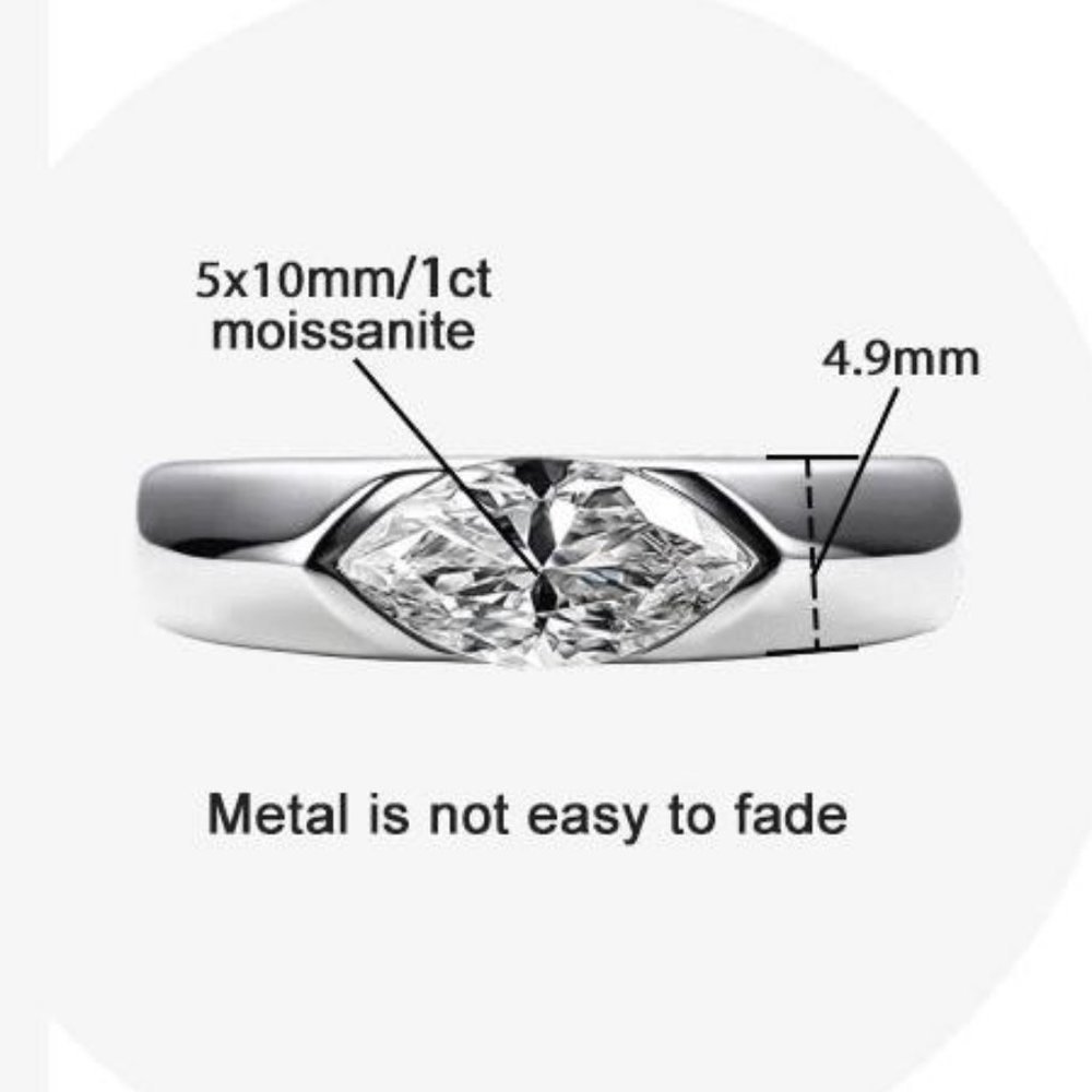 #Certified 1ct. t.w. Moissanite Diamond Marquis Cut Unisex Wedding Band Ring NEW - Picture 9 of 12
